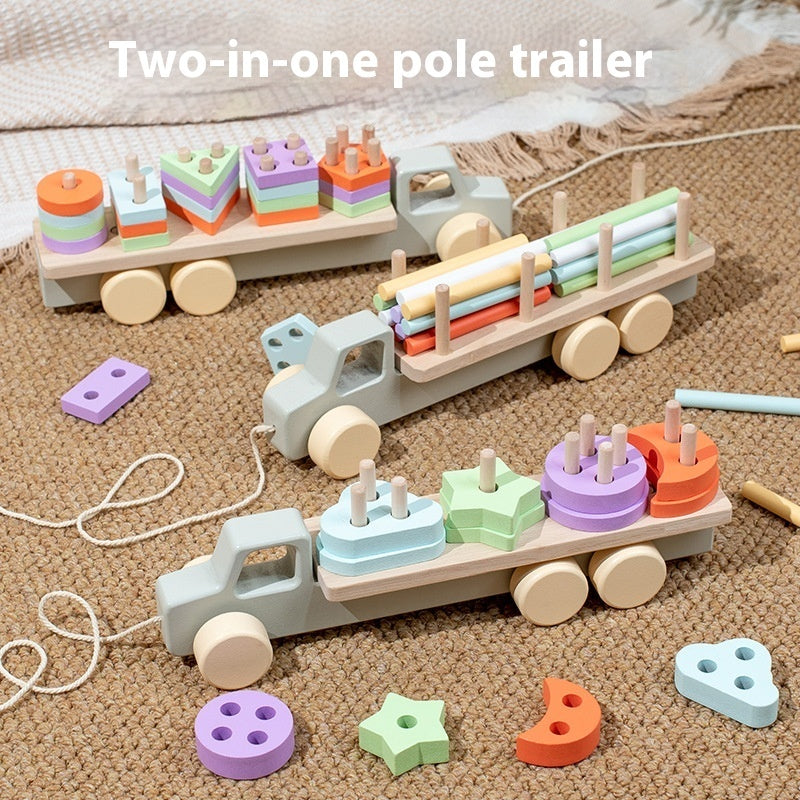 Wooden Children's Trailer Puzzle Block Toys 🇨🇳
