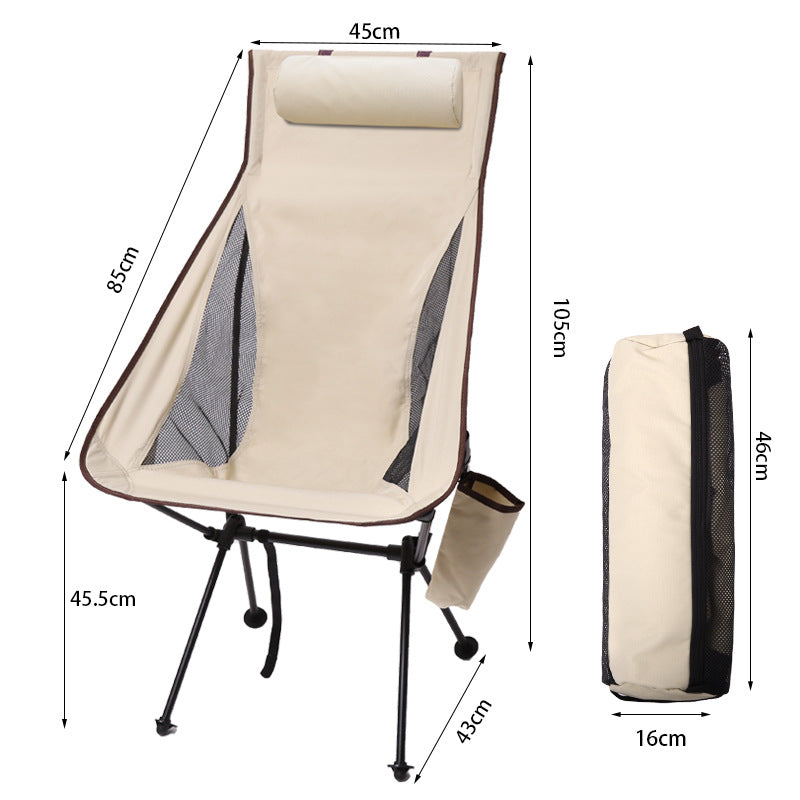 Folding camping chair with headrest. Lightweight, aluminum alloy, for travel and fishing. 🇨🇳