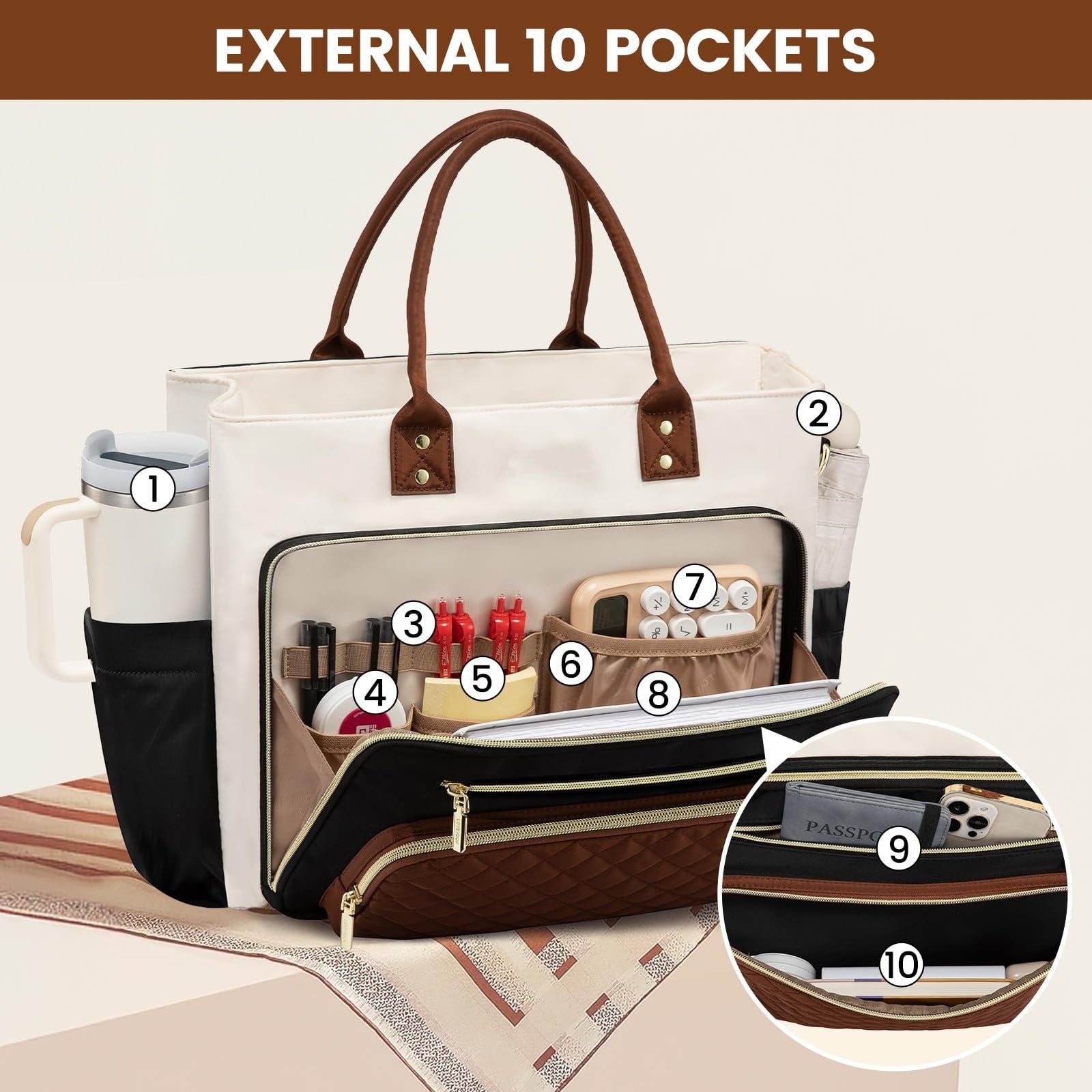Womens Travel Work Bag With A Large Cup Holder 🇨🇳