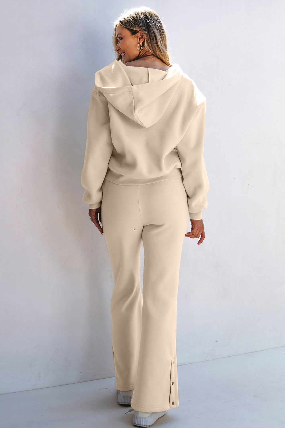 Parchment Solid Color Hoodie and High Waist Pants Two Piece Activewear 🇺🇲