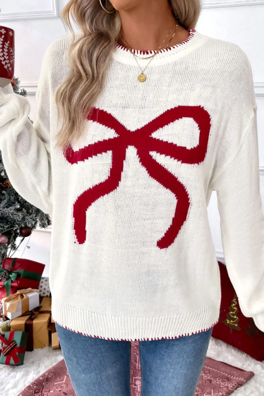 Sweet and versatile loose long sleeved round neck Christmas sweater 🇨🇳
