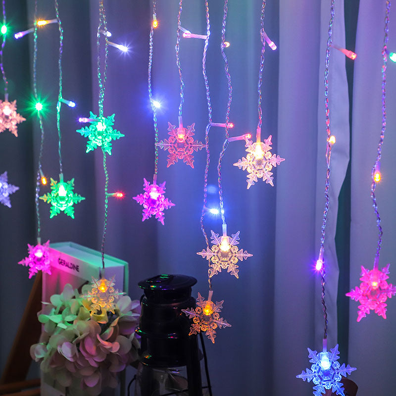 Snowflake ice strip curtain light, Christmas snowflake colored light, LED star curtain light string 🇨🇳