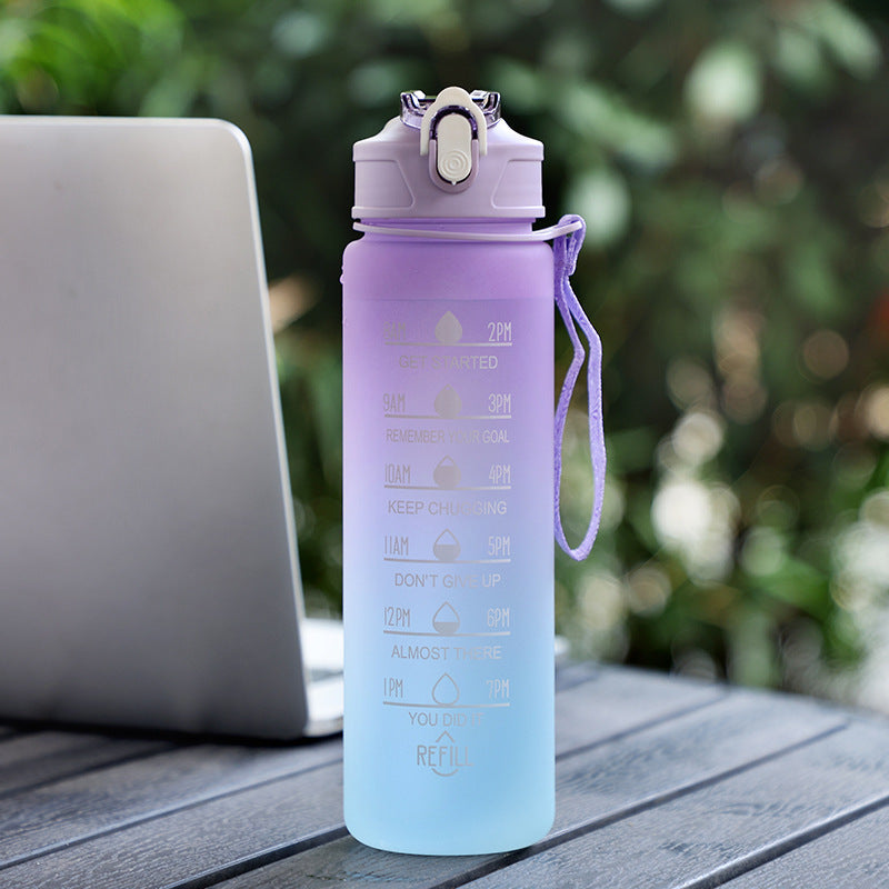 Large Capacity Sports Plastic Scale Water Bottle Portable Sports Bottle Portable Drinking Cup With Straw 🇨🇳