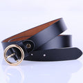 The new lady fashion retro pure leather belt belt ladies all-match round buckle leather belt ladies fine belt 🇨🇳