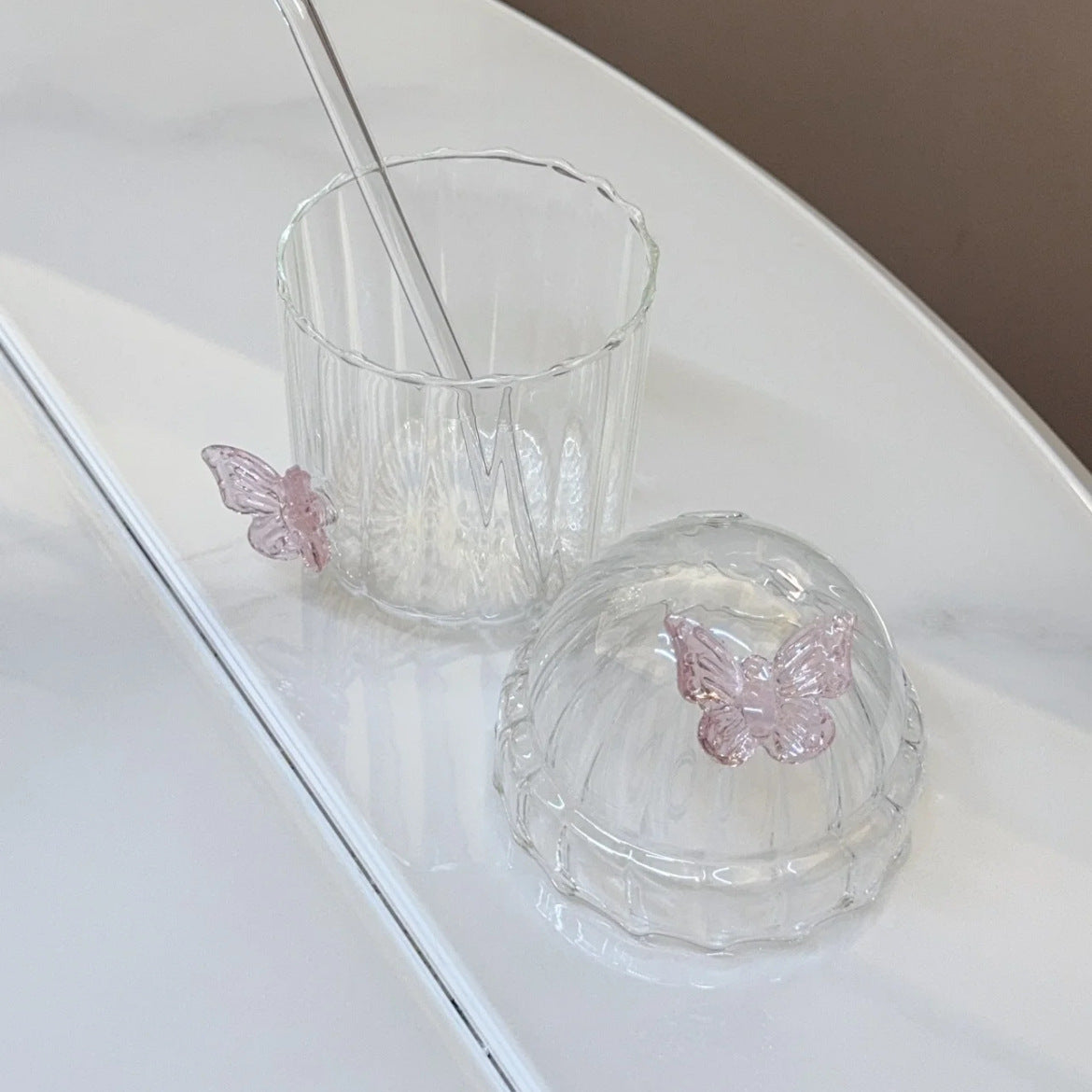 Vertical Straw Butterfly Cup With Straw Borosilicate Glass 🇨🇳