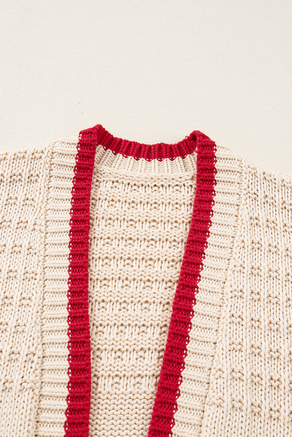 Apricot Bow Pattern Textured Open Front Baggy Cardigan 🇺🇸