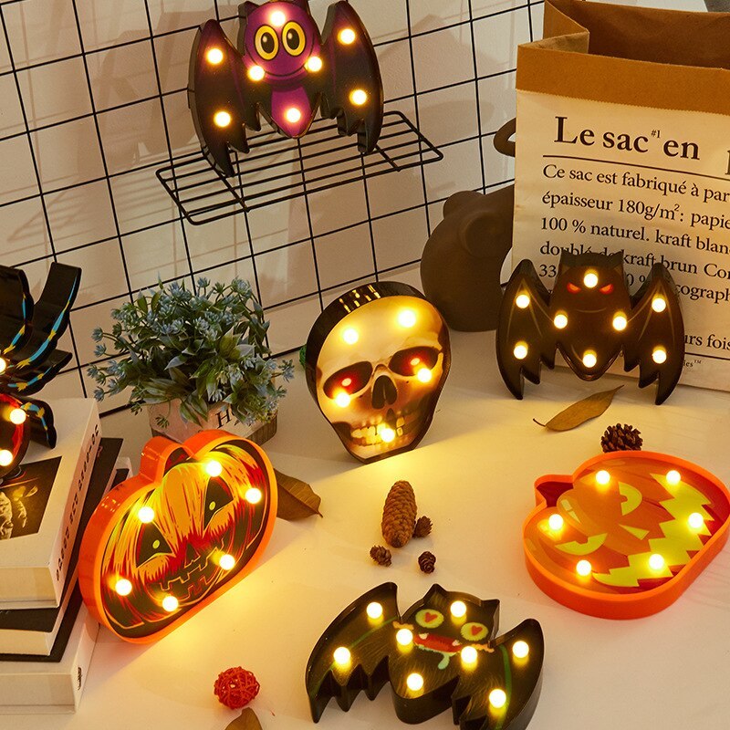 Halloween Lights Decoration LED Light Pumpkin Spider Bat Skull Outdoor Decorative Modeling Room Lights Decor Helloween Party 🇨🇳