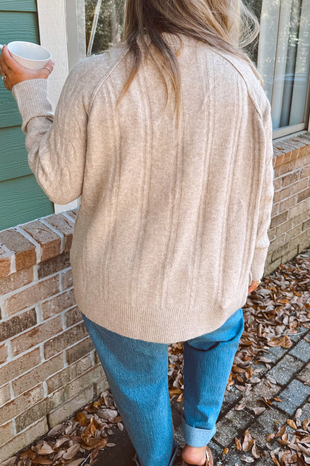 Parchment Oversized Cable Knit Long Sleeve Round Neck Tunic Length Plus Size Sweater 🇺🇸