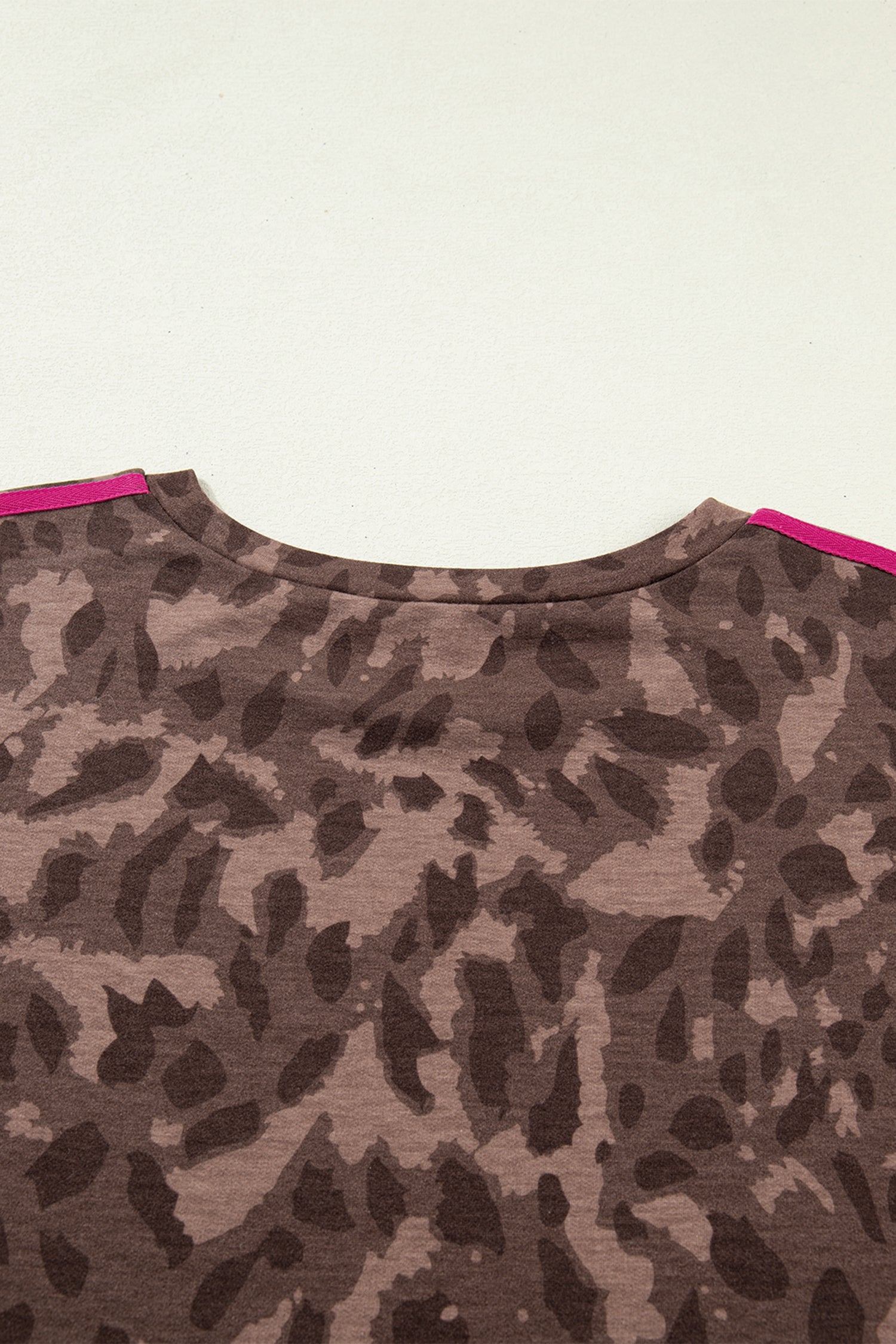 Brown Retro Leopard Print Contrast Varsity Stripe Trim Plus Size 2pcs Short Set 🇺🇸