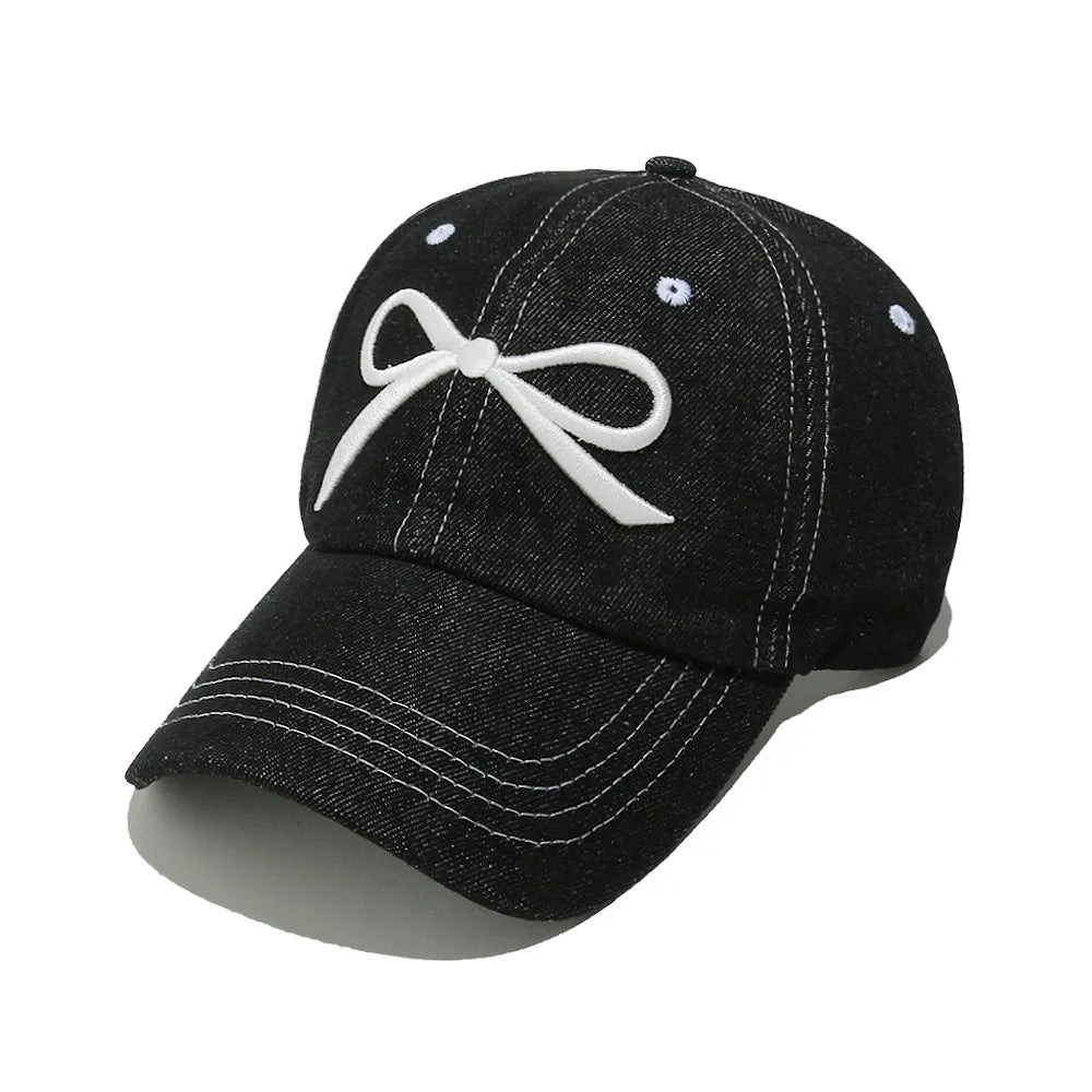 Bow Embroidered Denim Baseball Cap 🇨🇳