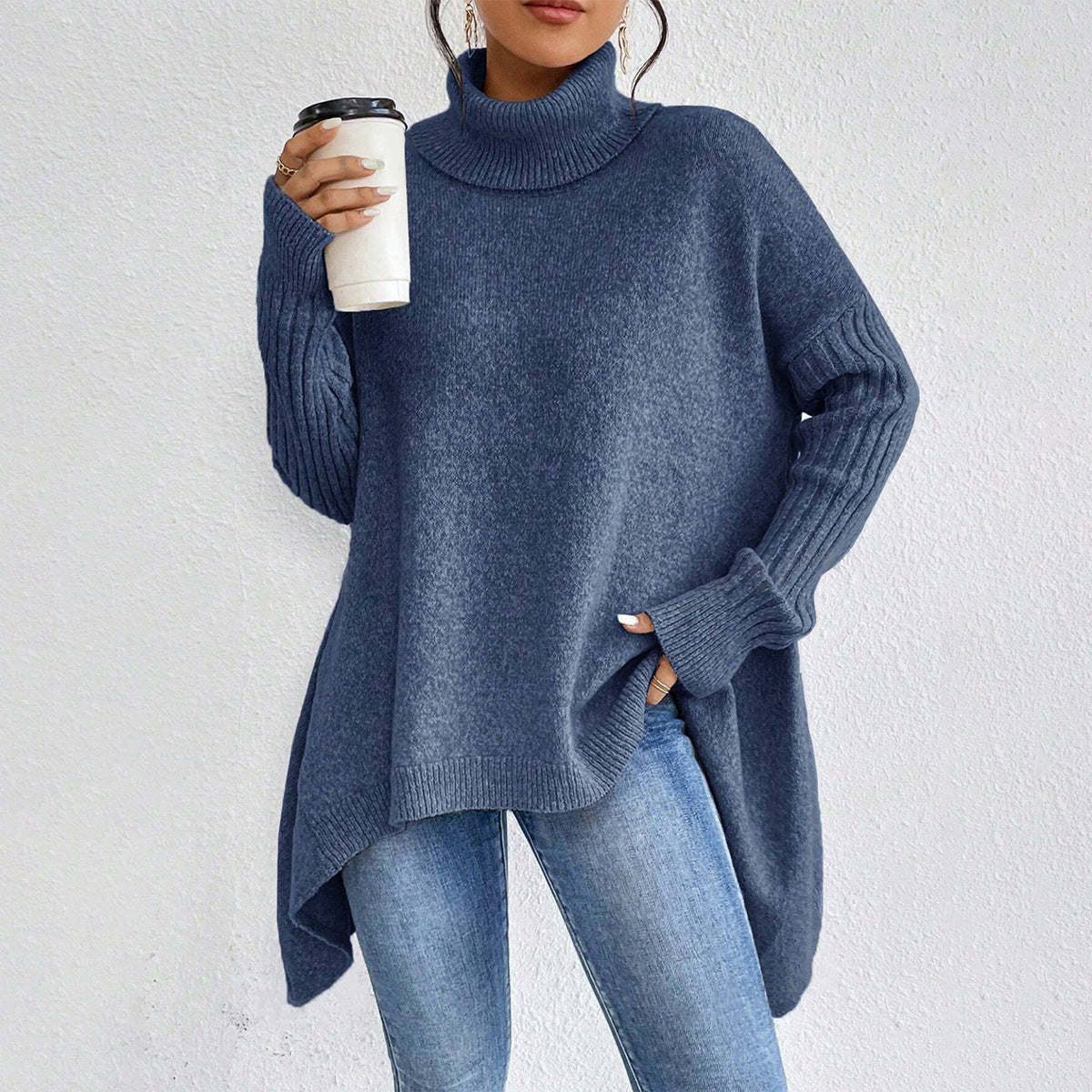 Turtleneck Loose Long Sleeve Knitted Warm Pullover Sweater 🇨🇳