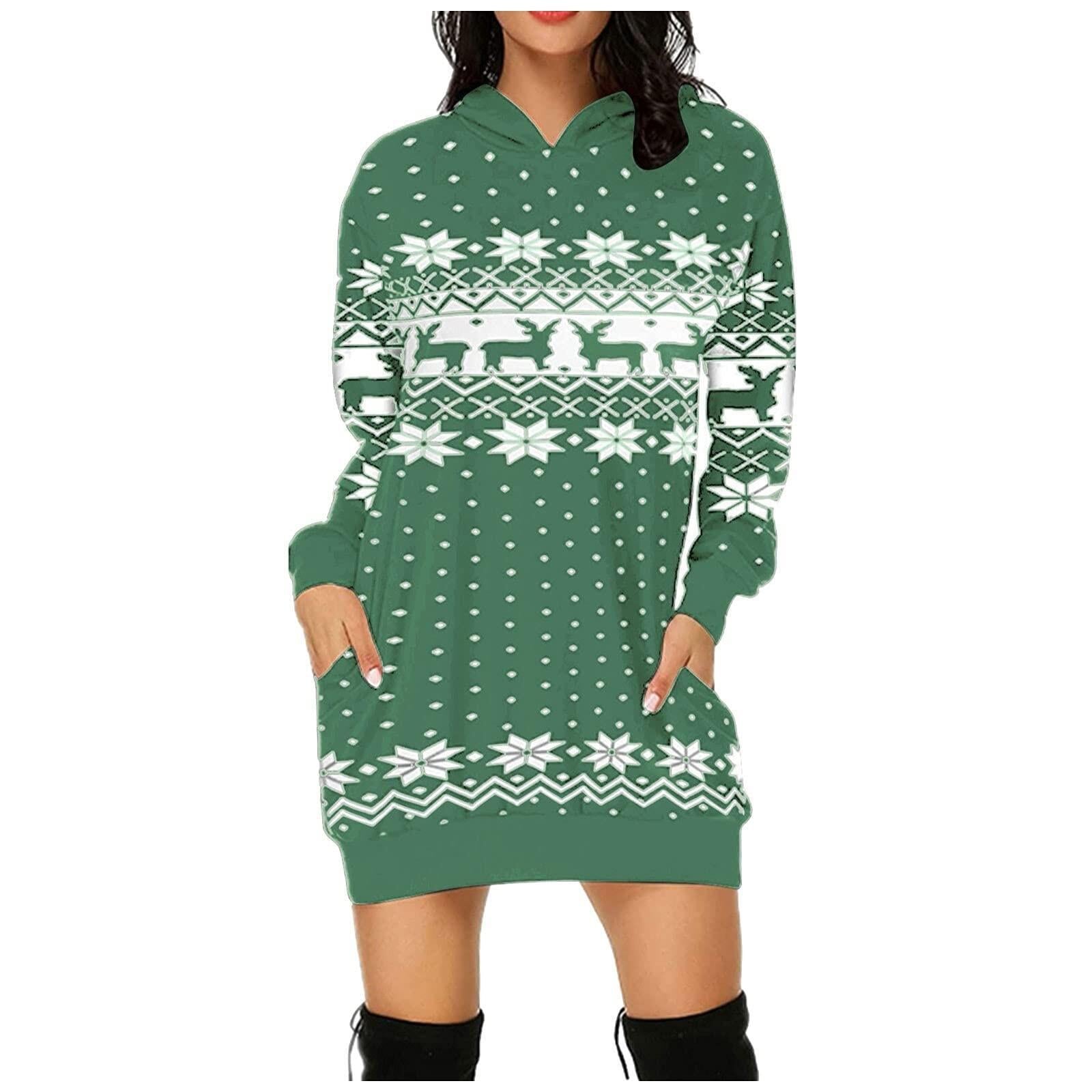 Christmas design Pocket Hoodie Sweatshirt dress 🇨🇳