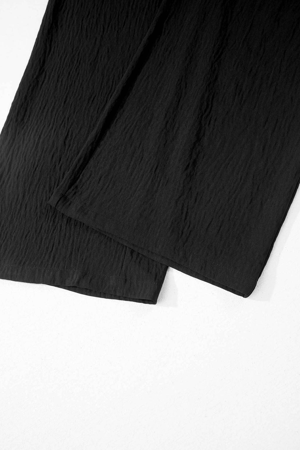Color black Solid Color Textured Crossed Waist Loose Pants 🇺🇸