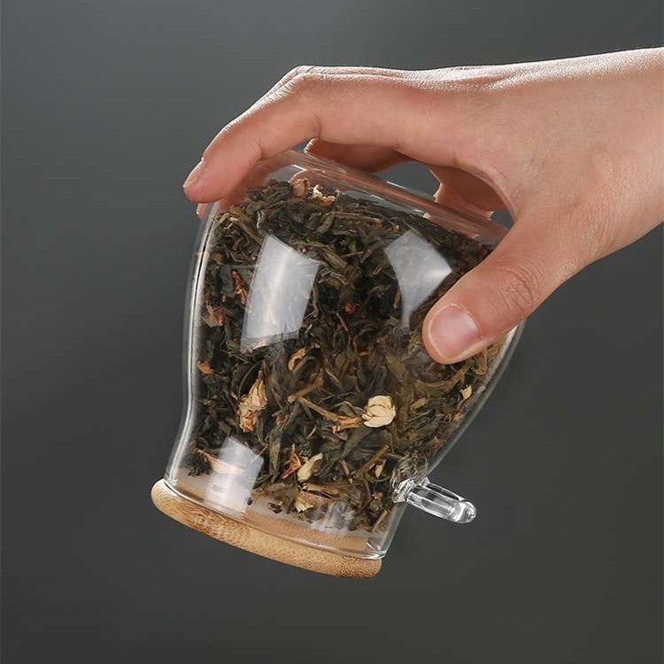 Kitchen Glass Jar Glass Spice Jar Bamboo Wooden Lid Food Storage Container With Spoon 🇨🇳