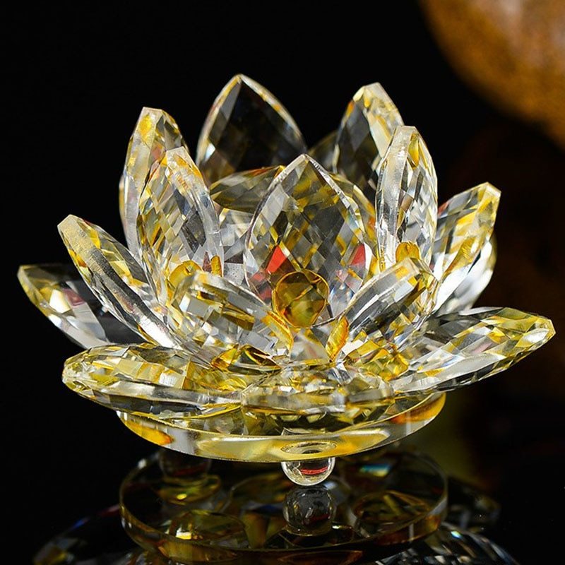 80mm Quartz Crystal Lotus Flower Crafts Glass Paperweight Fengshui Ornaments Figurines Home Wedding Party Decor Gifts Souvenir 🇨🇳