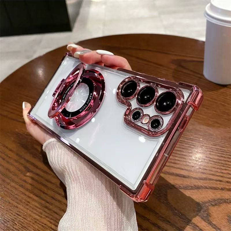 Suitable for Samsung S25 Ultra Phone Case with Air Cushion Shockproof Space Shell Magnetic Mount Bracket Note 20 Hard Case A55 🇨🇳