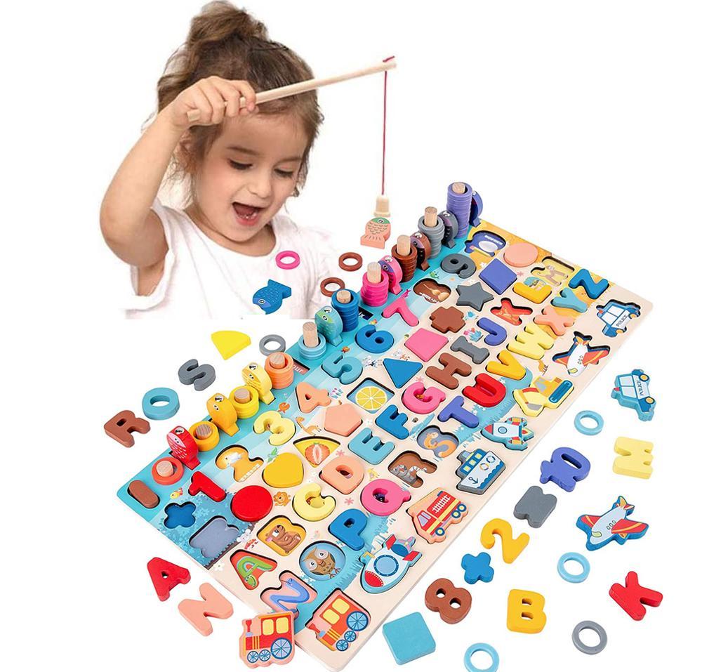 Montessori Educational Wooden Toys for Kids Montessori Toys Board Math Fishing  Montessori Toys Educational for 1 2 3 Years Old 🇨🇳