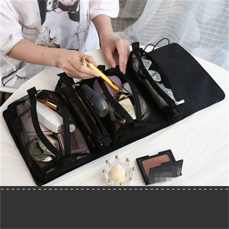 4PCS In 1 Cosmetic Bag For Women Zipper Mesh Separable Cosmetics Pouch Ladies Foldable Nylon Bag Rope Makeup Bag 🇨🇳