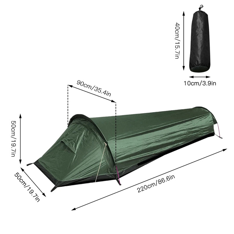 Camping Single Person Ultralight Compact Outdoor Sleeping Bag Tent Larger Space Waterproof 🇨🇳