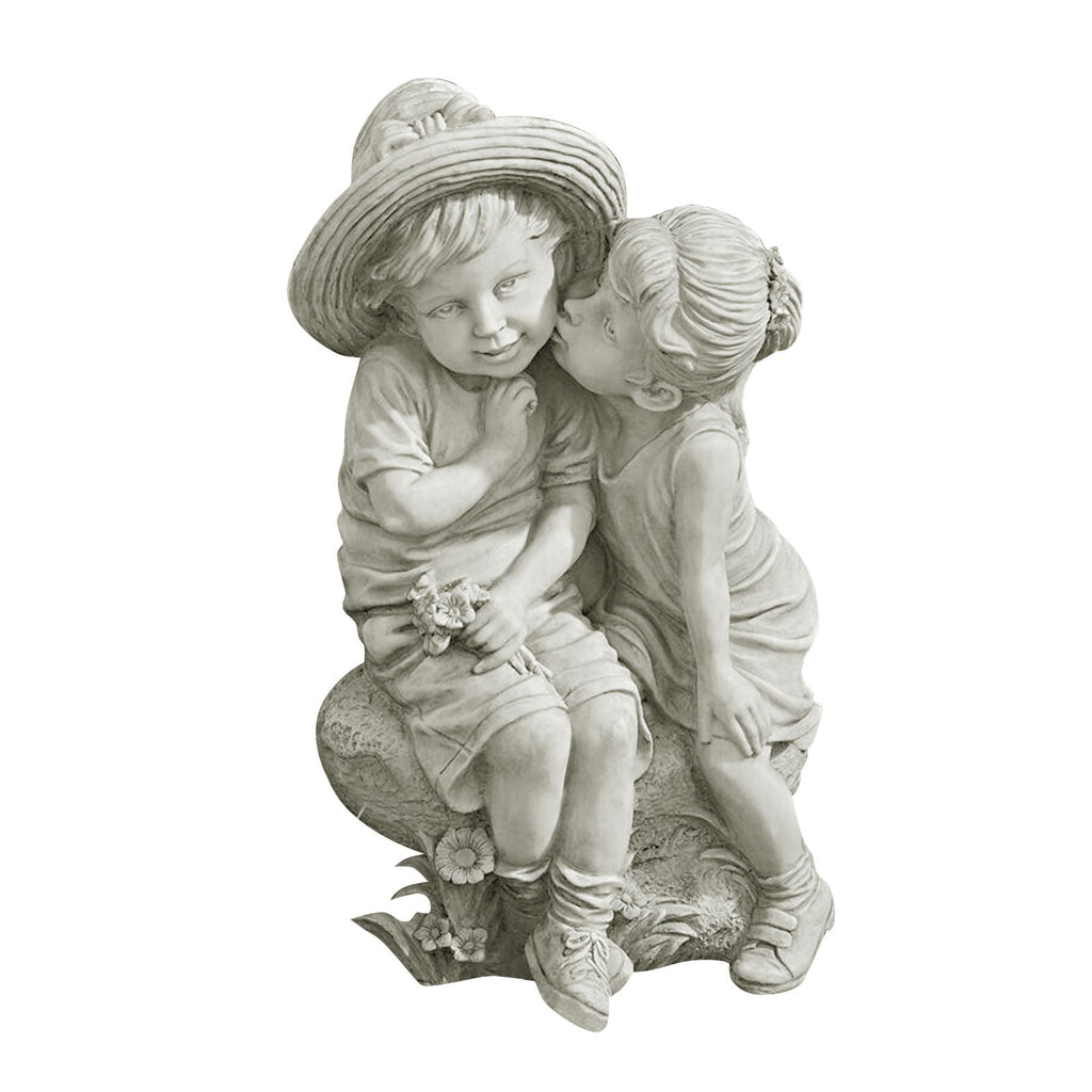 Resin Ornaments Garden Decoration Little Boy Girl Kiss Statue 🇨🇳