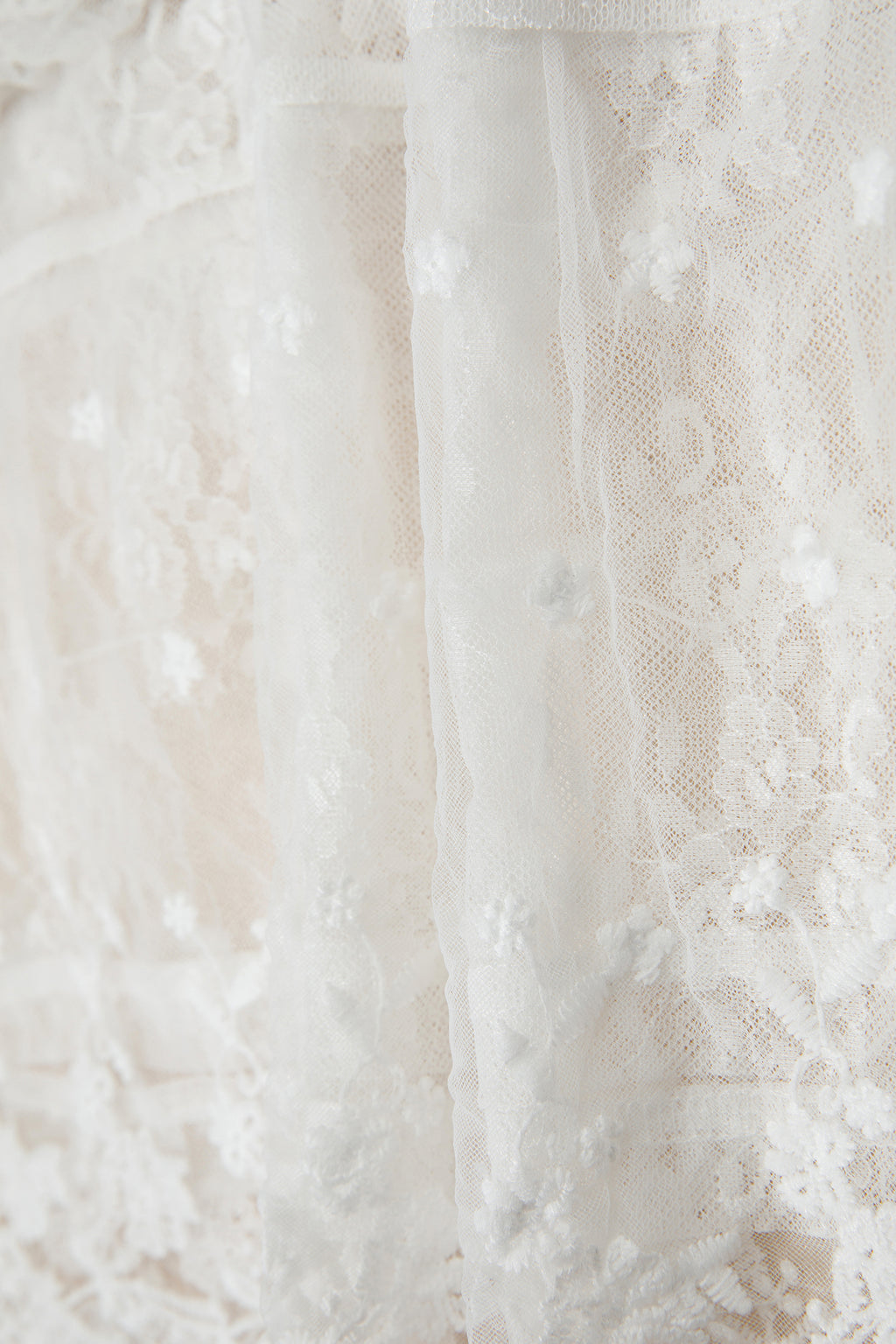 White 2pcs Sheer Floral Lace Ruffle Tiered Patchwork Blouse 🇺🇸