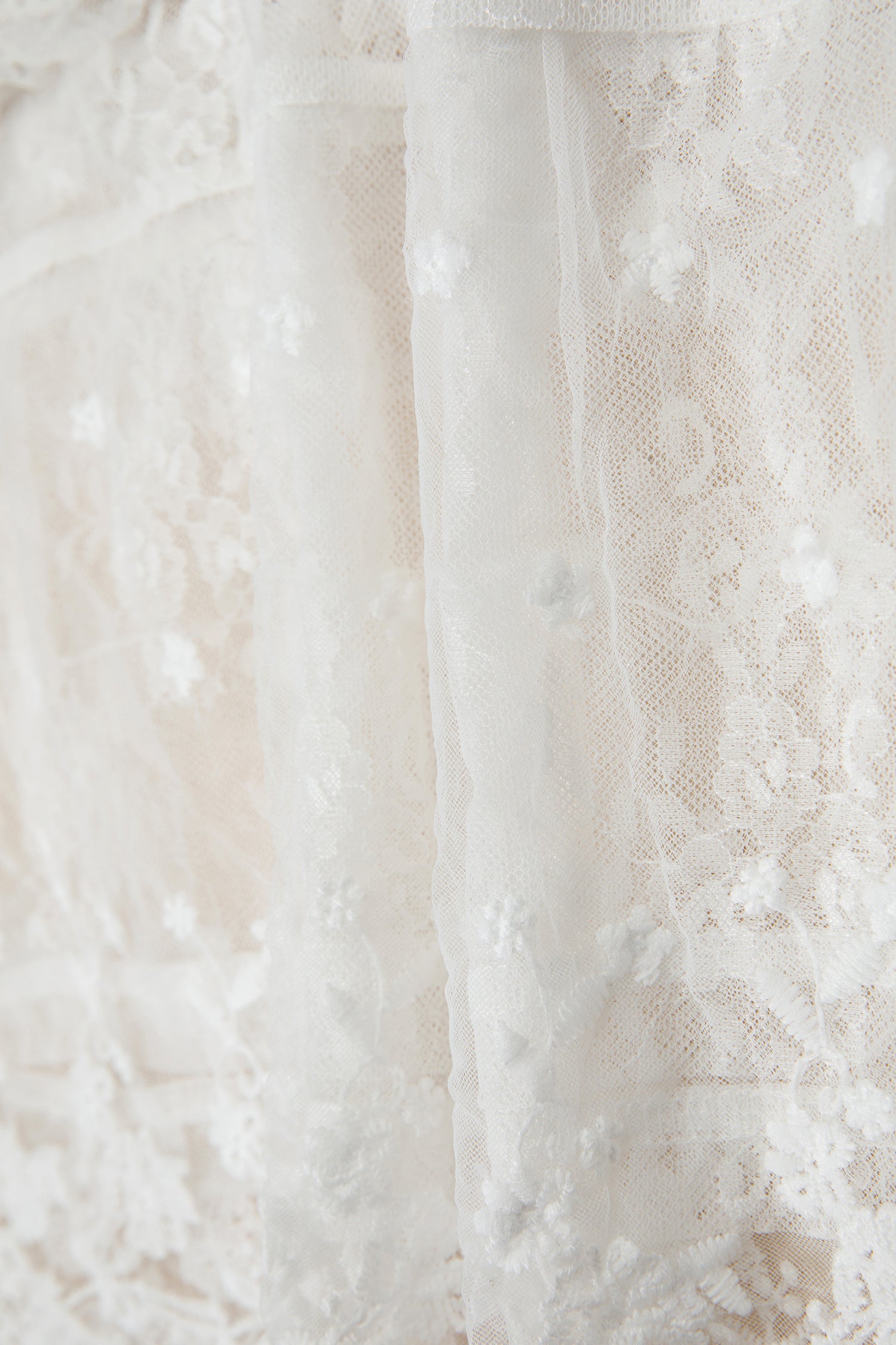 White 2pcs Sheer Floral Lace Ruffle Tiered Patchwork Blouse 🇺🇸