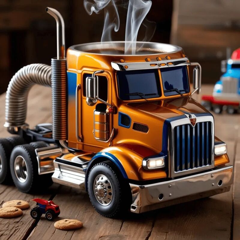 1PC Creative 11oz Truck-Design Coffee Mug. Ideal as a semi-truck coffee cup or home kitchen desktop ornament 🇨🇳