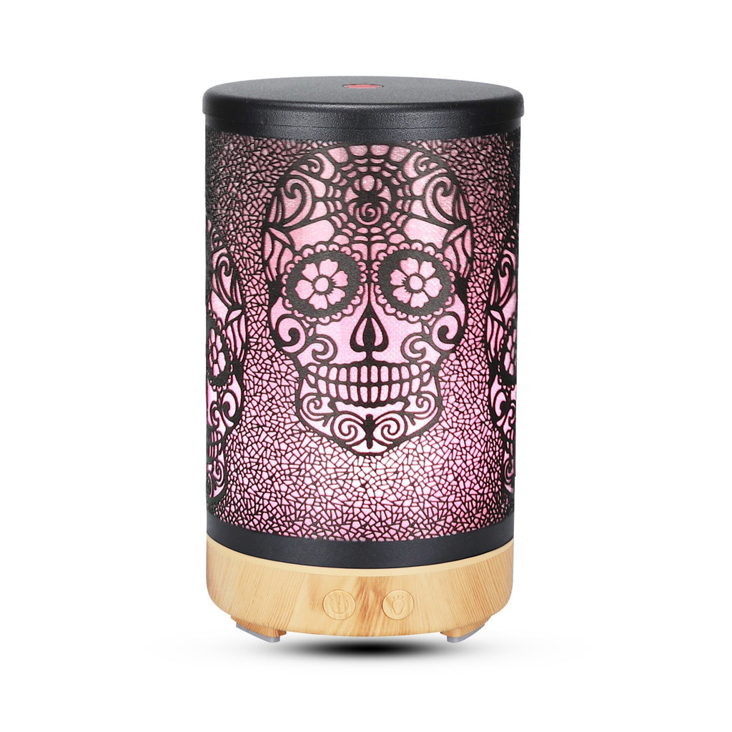 100ml Iron Metal Humidifier Aroma 7 Colors Led Lamp Ultrasonic Electric Skull Aroma Diffuser With Remote 🇨🇳