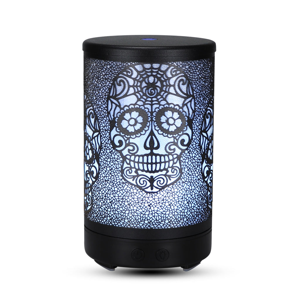 100ml Iron Metal Humidifier Aroma 7 Colors Led Lamp Ultrasonic Electric Skull Aroma Diffuser With Remote 🇨🇳