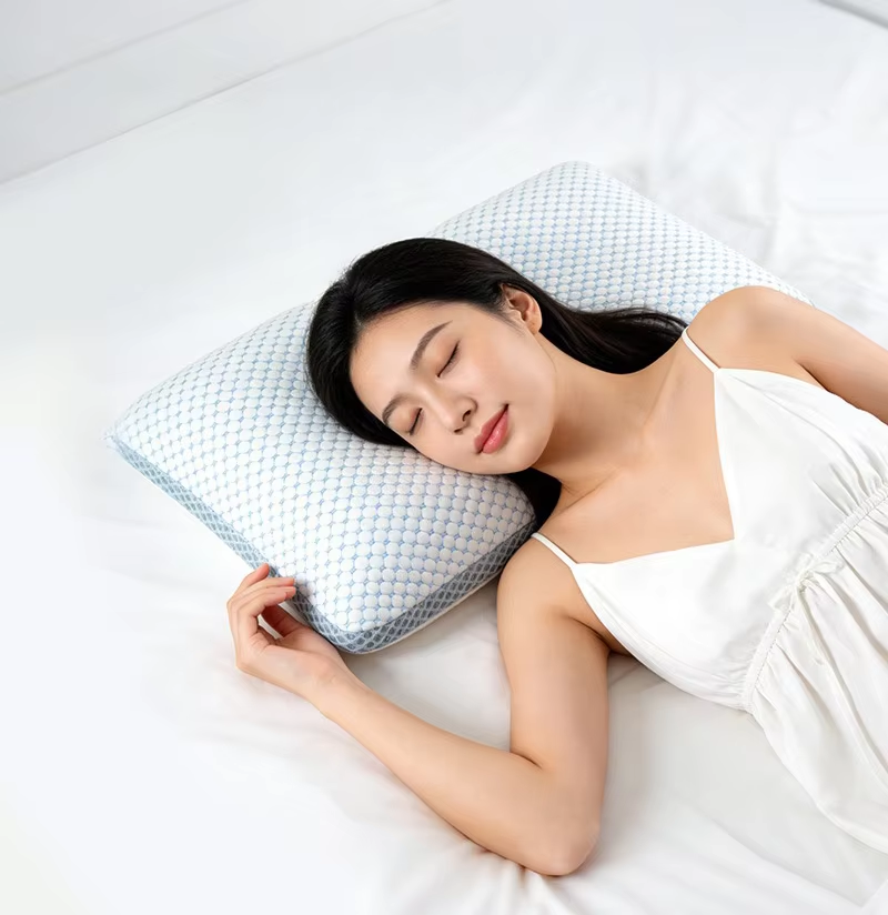 Cool cervical pillow with slow rebound memory cotton for side sleeping and neck protection. Summer breathable and deep sleep 🇨🇳