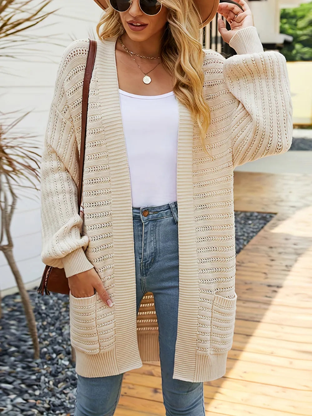 Open Front Sweater Cardigan with Pockets 🇨🇳