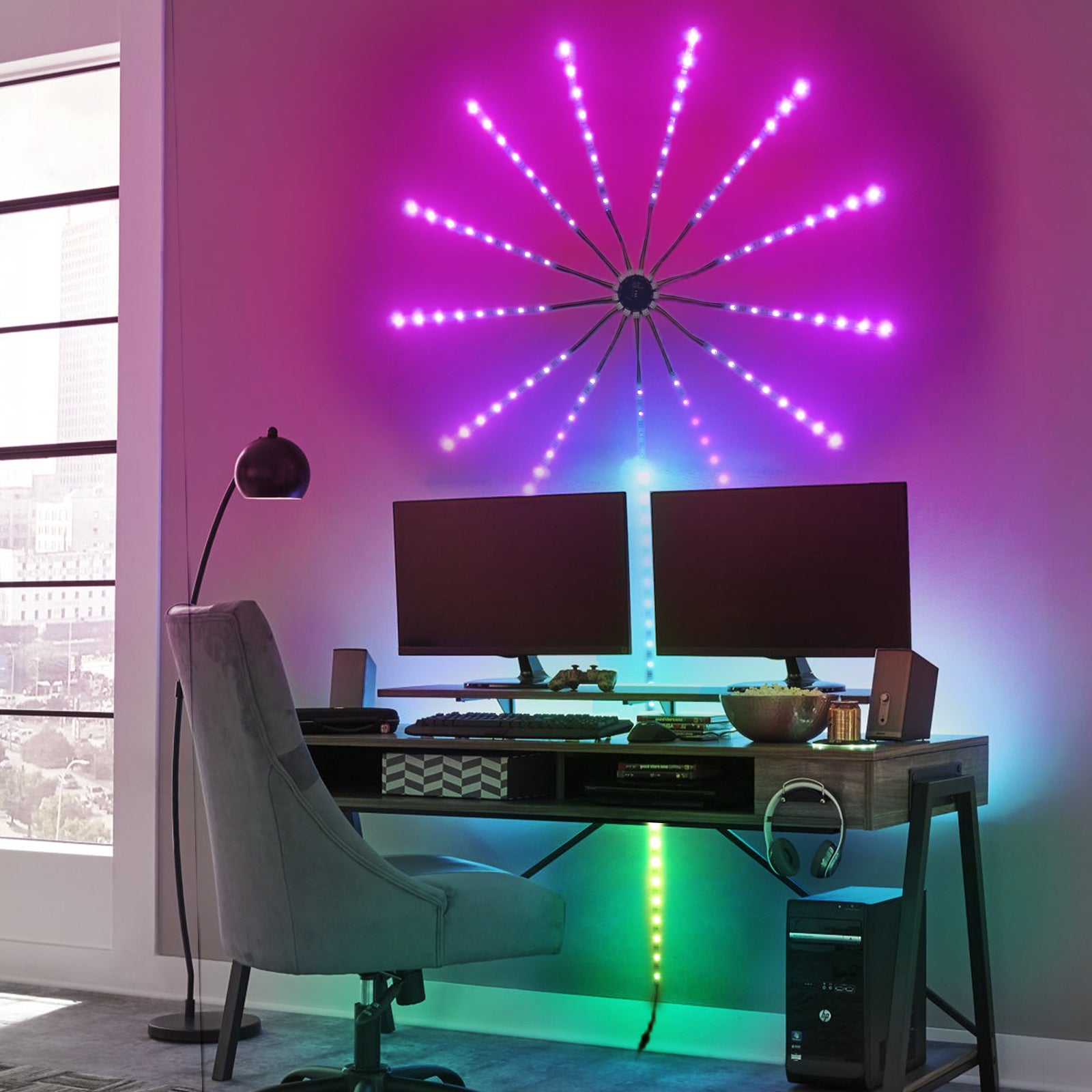 LED Sound Activated Fireworks Light with Drum Bar Chasing Music Atmosphere Rhythm 🇨🇳