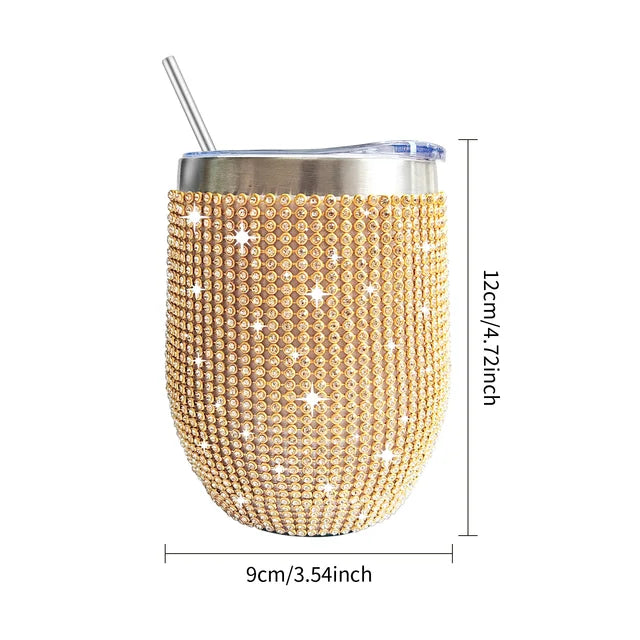 12oz Diamond Wine Tumbler With Sealed Lid 🇨🇳