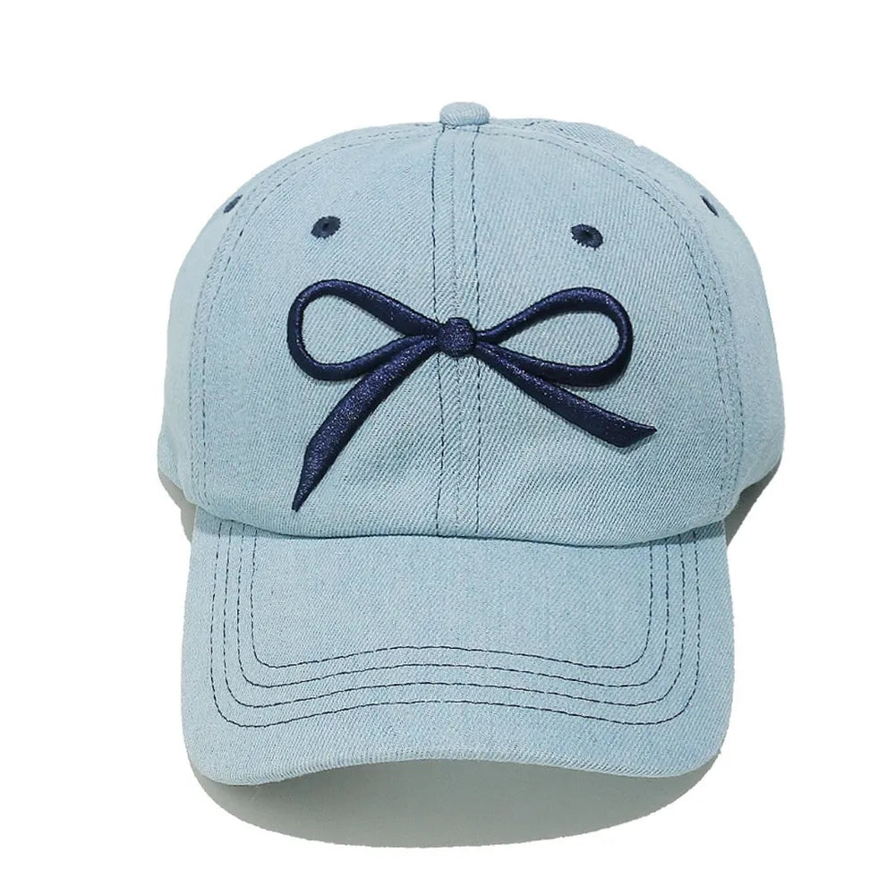Bow Embroidered Denim Baseball Cap 🇨🇳