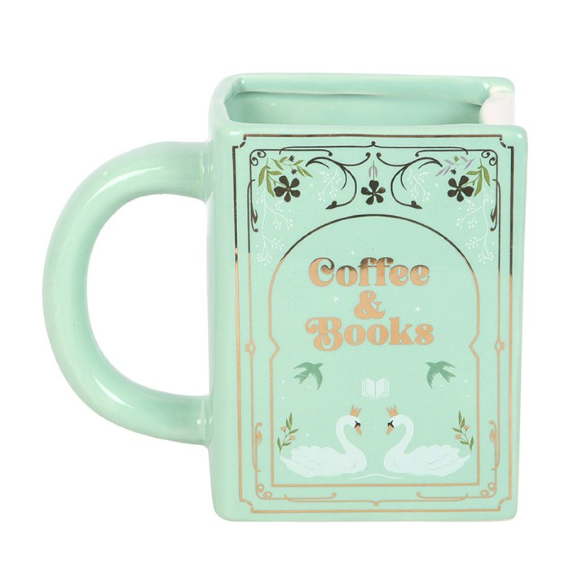 Coffee and Books Green Book Shaped Mug 🇬🇧