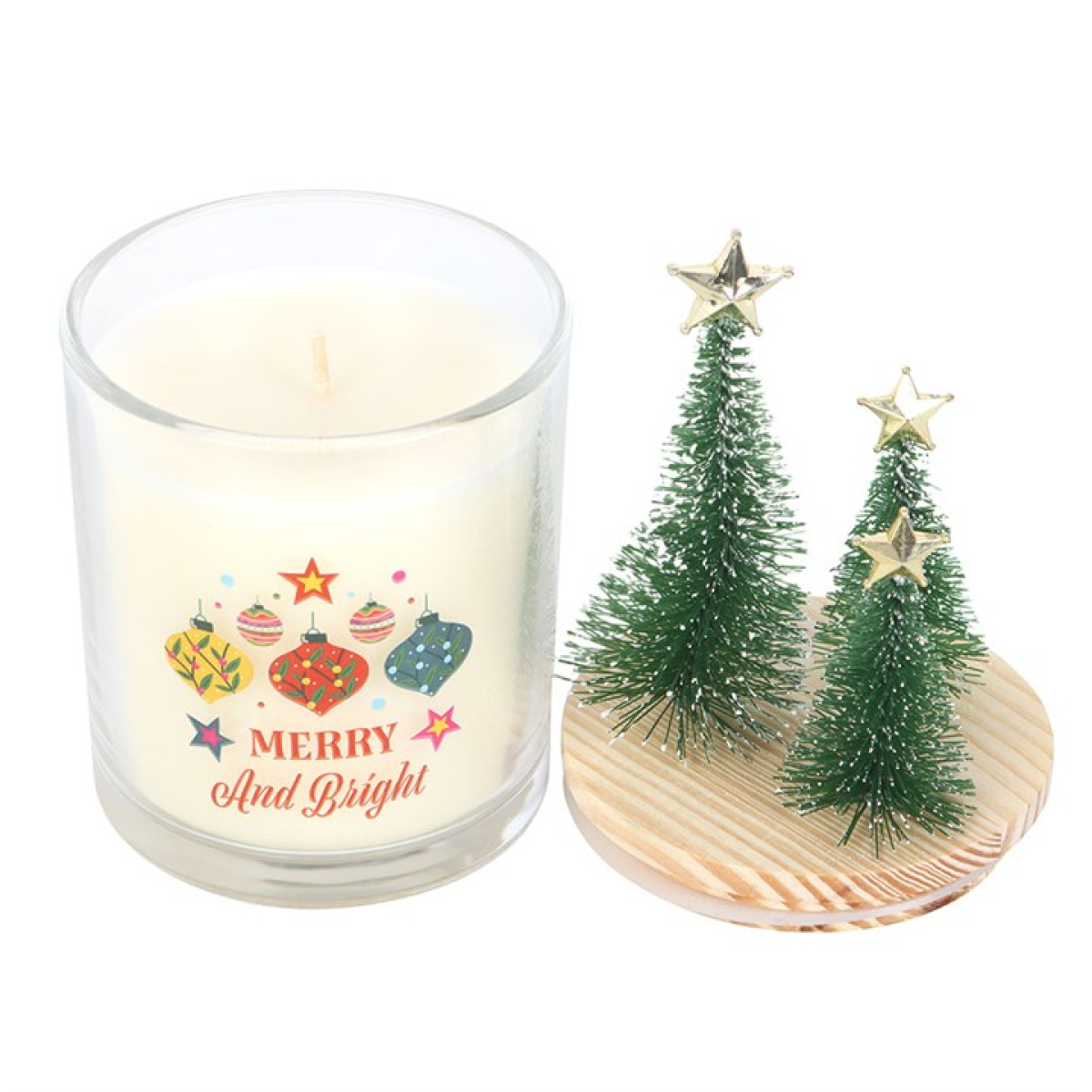 Merry and Bright Bauble Cinnamon & Spice Glass Candle with Tree 🇬🇧