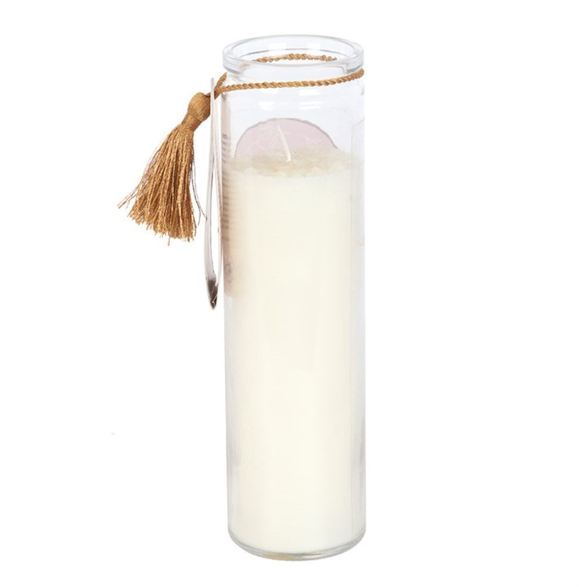 Athena Goddess Tube Candle with Clear Quartz Crystals 🇬🇧