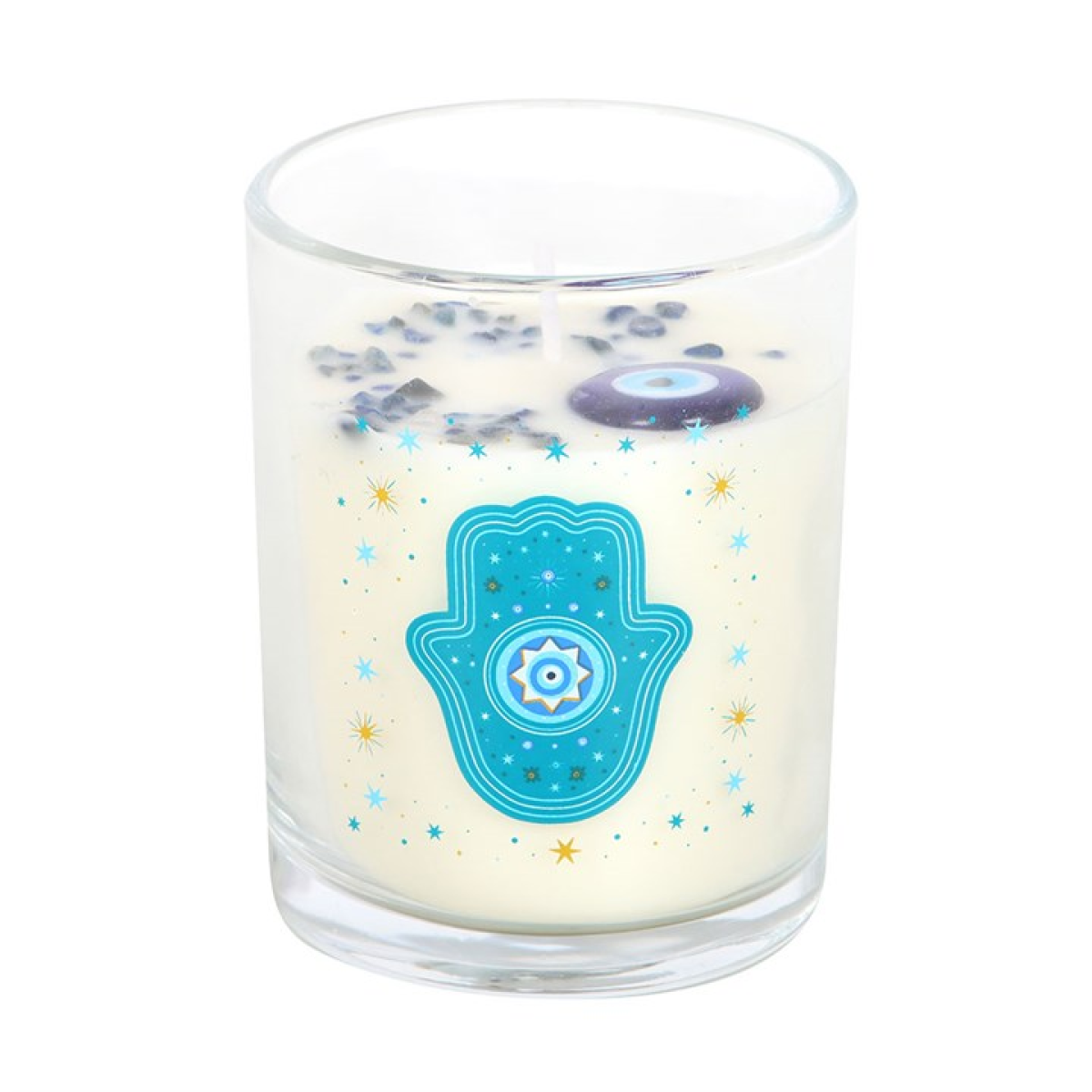 Hand of Hamsa White Rose Candle with Crystals 🇬🇧
