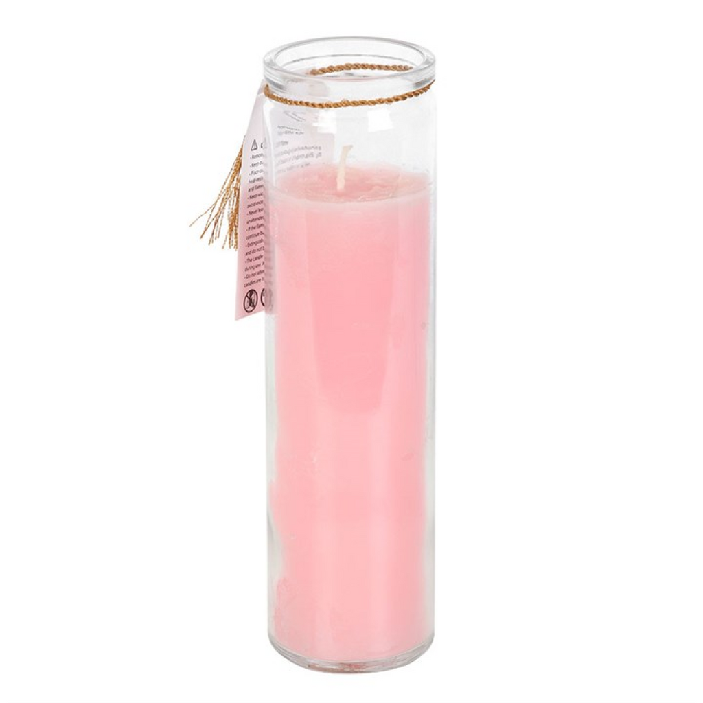 Mystic Rose Tube Candle with Rose Quartz Crystals 🇬🇧