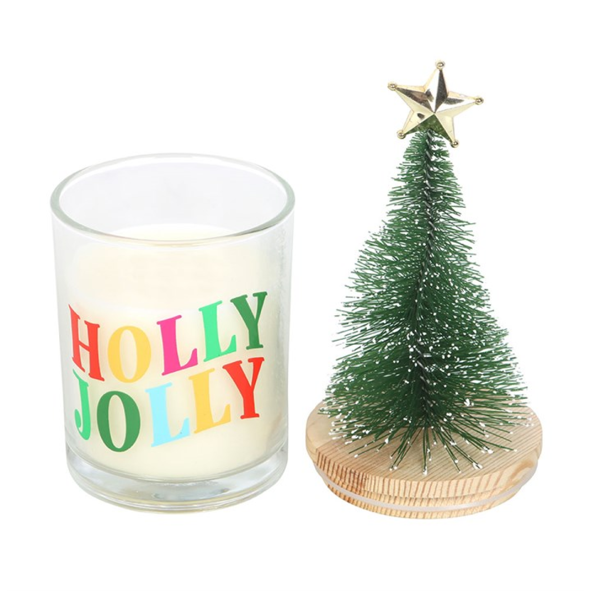 Holly Jolly Pine & Fir Glass Candle with Tree 🇬🇧