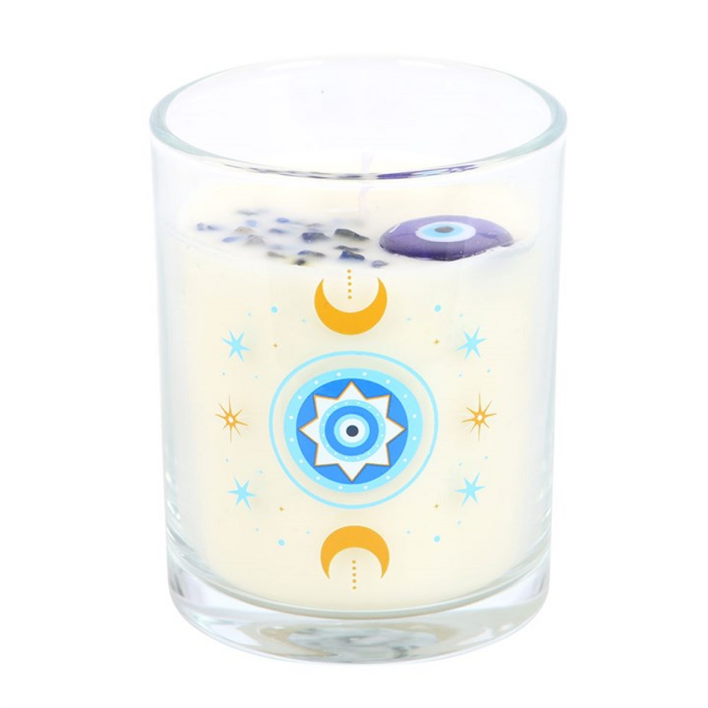 Under Watchful Eyes White Rose Candle with Crystals 🇬🇧