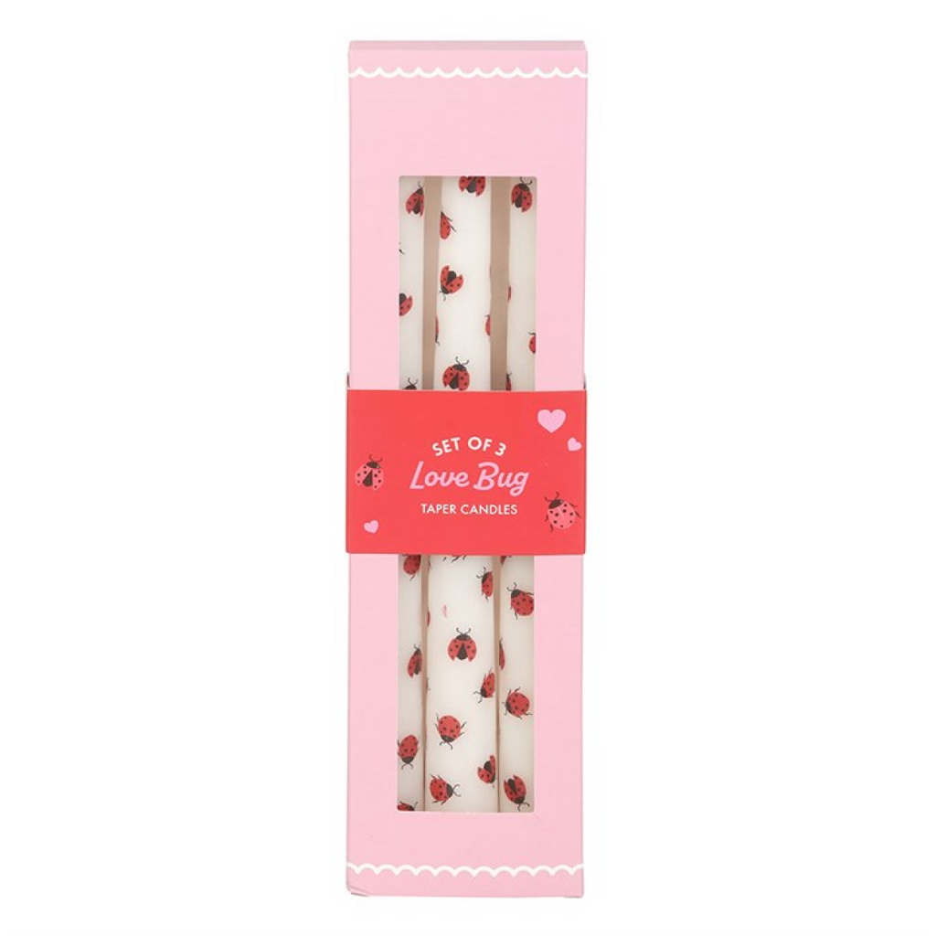 Set of 3 Love Bug Ladybird Taper Candles 🇬🇧