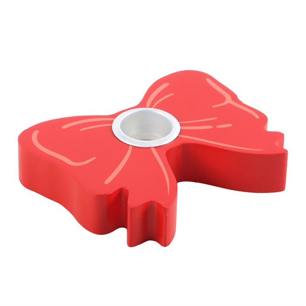 Red Bow Taper Candle Holder 🇬🇧