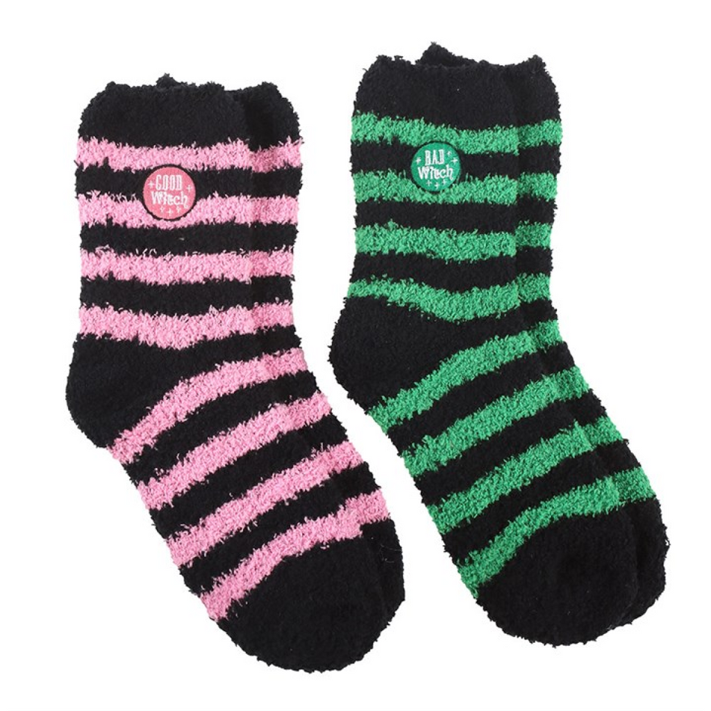Set of 2 Good Witch and Bad Witch Fluffy Socks 🇬🇧