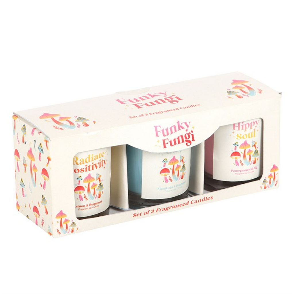 Set of 3 Funky Fungi Mushroom Votive Candles 🇬🇧