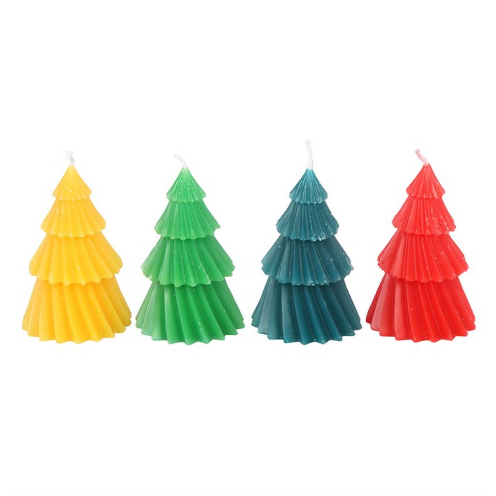 Set of 4 Colourful Christmas Tree Candles 🇬🇧