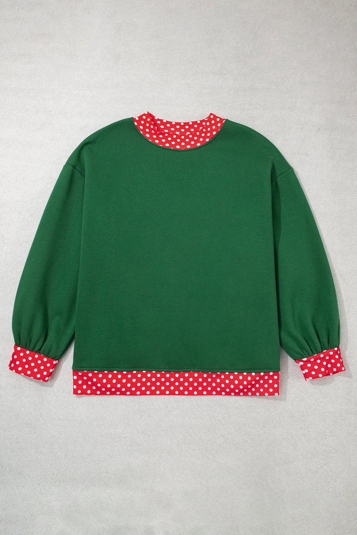 Red Polka Dot Patchwork Round Neck Plus Size Sweatshirt 🇺🇸