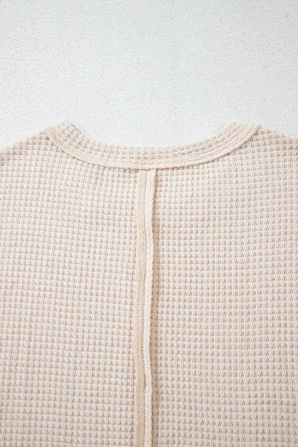 Pale Khaki Solid Color Textured Seamed Short Sleeve Top 🇨🇳