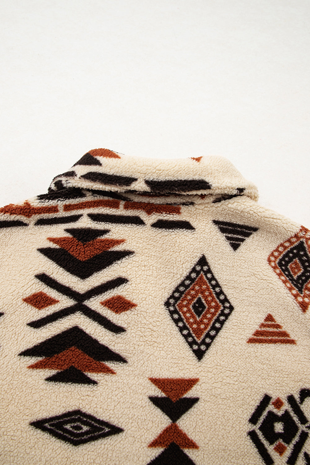 Beige Western Aztec Half Zip Plush Sweatshirt 🇺🇸