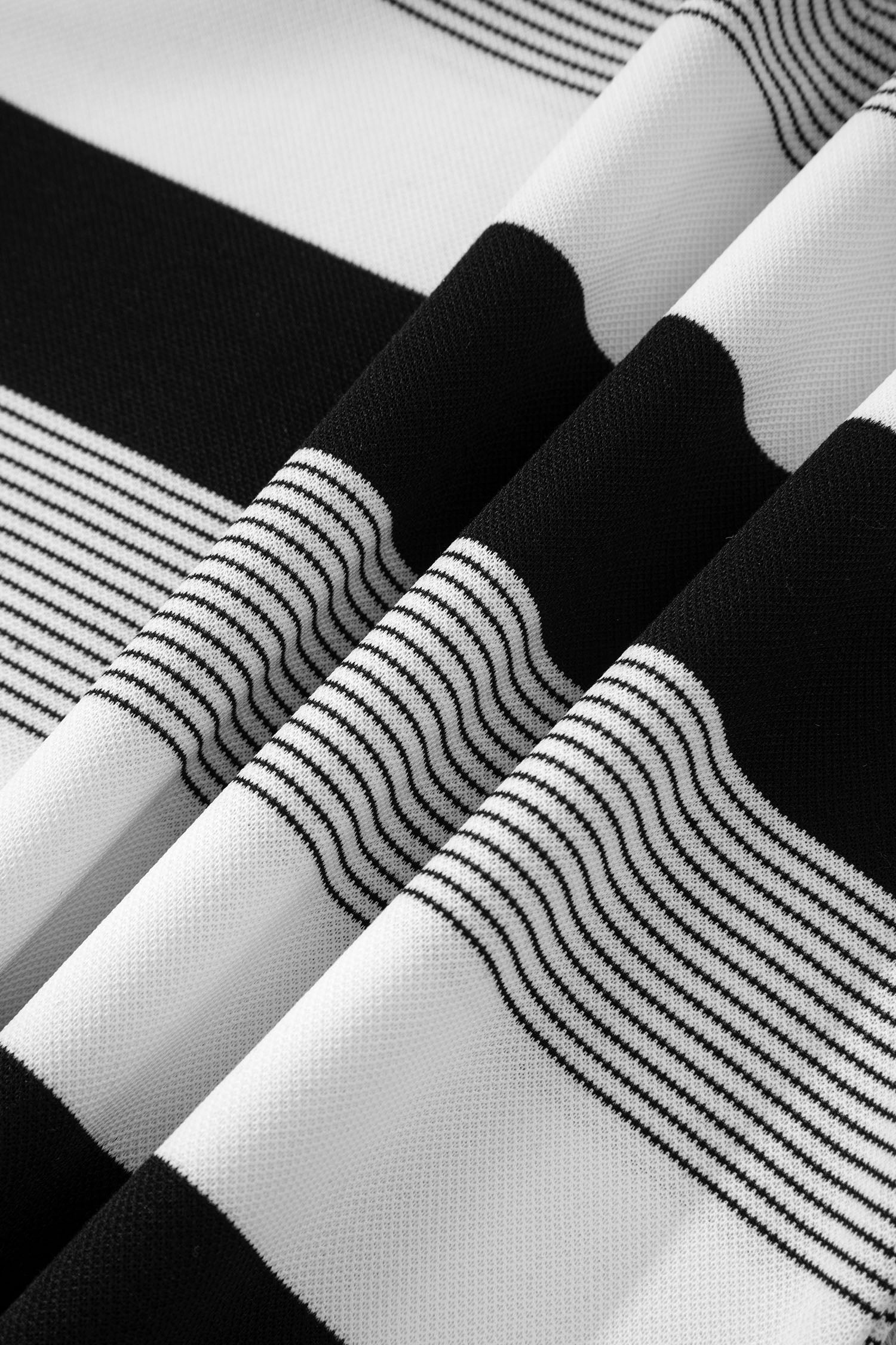 Black Stripe Mixed Print Crew Neck Cap Sleeve T Shirt 🇺🇸